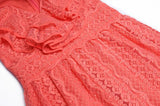 Cascaded ruffles V-Neck midi dress