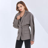 Casual chic lapel blazer in gray