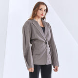 Casual chic lapel blazer in gray
