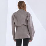 Casual chic lapel blazer in gray