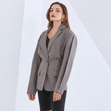 Casual chic lapel blazer in gray