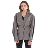 Casual chic lapel blazer in gray