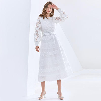 CECILLE Classy Lace Midi Dress in colors