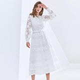 CECILLE Classy Lace Midi Dress in colors