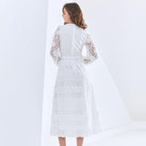 CECILLE Classy Lace Midi Dress in colors