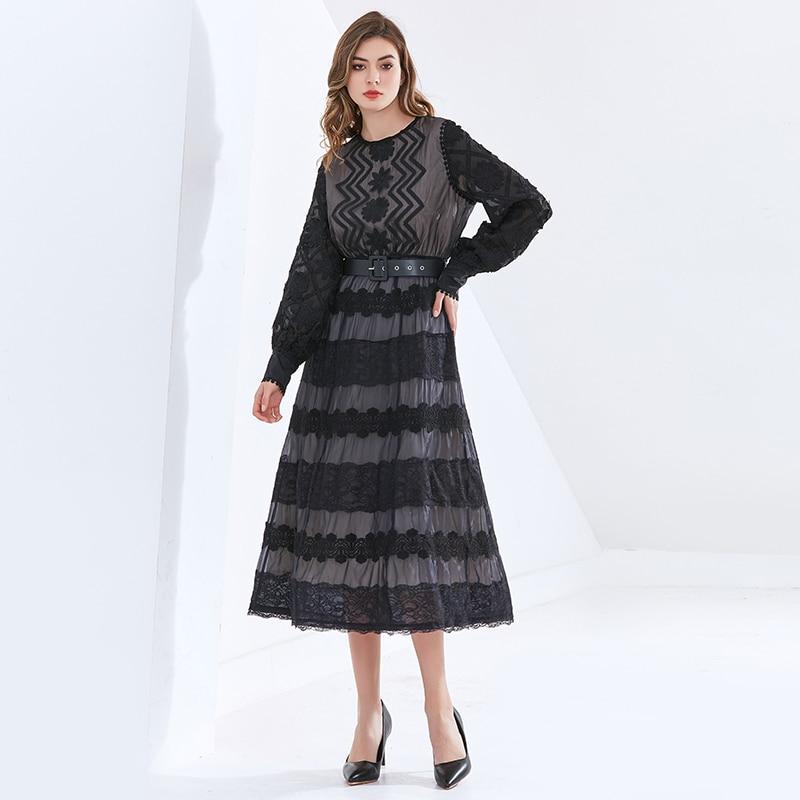 CECILLE Classy Lace Midi Dress in colors