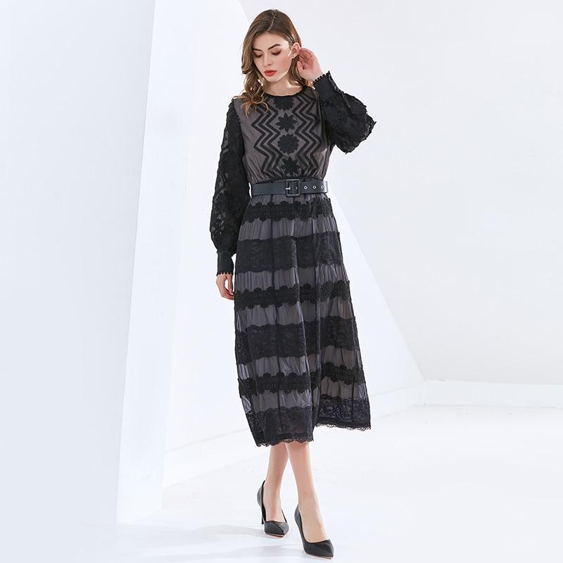 CECILLE Classy Lace Midi Dress in colors