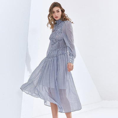 CELINA Checkered Midi Dress