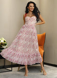 CELINA Hearts-Print Bustier Midi Dress
