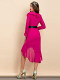 CHANTEL Ruffled Asymmetric Dress in colors