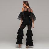 Primetime Looks-CHER ruffled mesh jumpsuit
