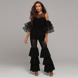 Primetime Looks-CHER ruffled mesh jumpsuit