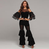 Primetime Looks-CHER ruffled mesh jumpsuit