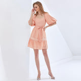 CHESKA Puff Sleeve Mini Dress