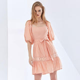 CHESKA Puff Sleeve Mini Dress