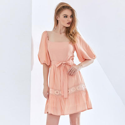 CHESKA Puff Sleeve Mini Dress