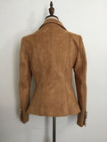 Primetime Looks-Cheyenne faux suede caramel blazer