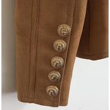 Primetime Looks-Cheyenne faux suede caramel blazer