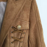 Primetime Looks-Cheyenne faux suede caramel blazer