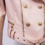 Chic Faux Leather Biker Jacket in colors