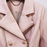 Chic Faux Leather Biker Jacket in colors