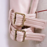 Chic Faux Leather Biker Jacket in colors