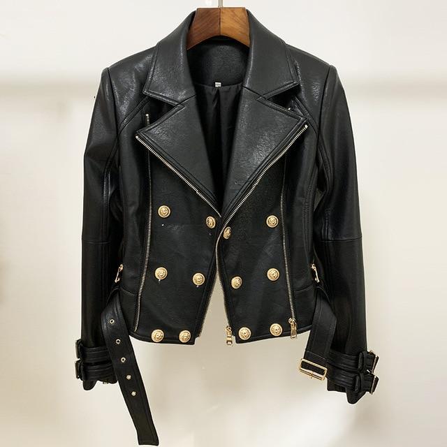 Chic Faux Leather Biker Jacket in colors