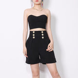 Chic Tube Top and High-waist Shorts Set