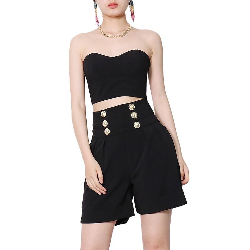 Chic Tube Top and High-waist Shorts Set