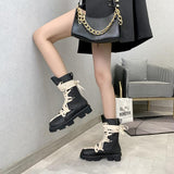 Chunky funky cross-tied boots