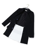 Classic Black & White Blazer with Pleated Hem