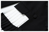 Classic Black & White Blazer with Pleated Hem