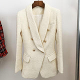 Classy Double Breasted Tweed Blazer