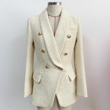 Classy Double Breasted Tweed Blazer