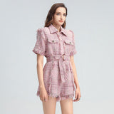 Classy Tweed plaid Playsuit
