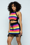 Primetime Looks-Coachella Striped Top and Tasseled Skirt set