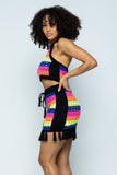 Primetime Looks-Coachella Striped Top and Tasseled Skirt set