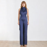 Primetime Looks-Colette cape jumpsuit in dark blue