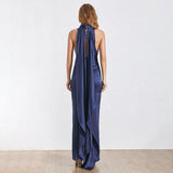 Primetime Looks-Colette cape jumpsuit in dark blue