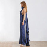 Primetime Looks-Colette cape jumpsuit in dark blue