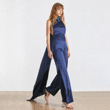 Primetime Looks-Colette cape jumpsuit in dark blue
