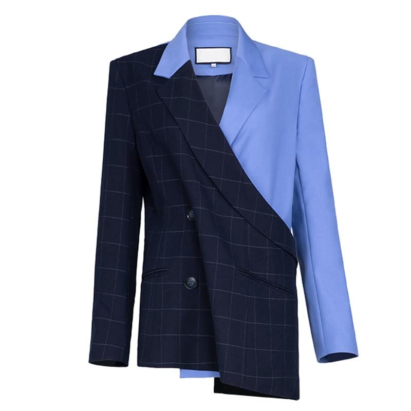 Color-Block Wrap Long Blazer