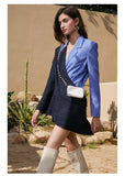 Color-Block Wrap Long Blazer