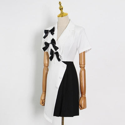 Color-blocked Faux Wrap Mini Dress