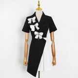 Color-blocked Faux Wrap Mini Dress