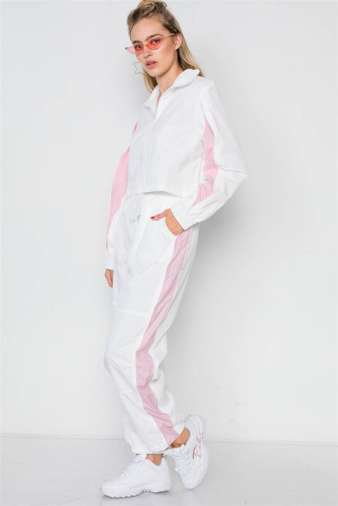 Primetime Looks-Colorblock Windbreaker Jacket Pant Set
