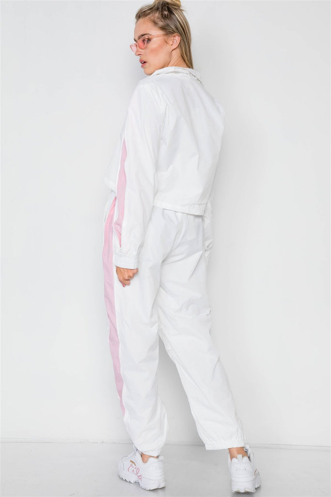 Primetime Looks-Colorblock Windbreaker Jacket Pant Set