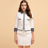 Primetime Looks-Cotton-blend 3/4 sleeve skirt set