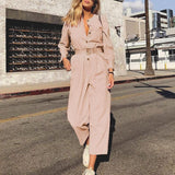 Cotton-blend belted jumpsuit in powder pink-Primetime Looks