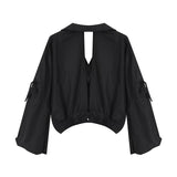 Crop Blouse with Buckled Waistband in colors